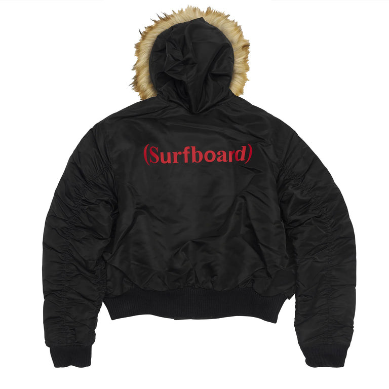 Stockholm Surfboard Club Hooded Bomber Jacket (Black)