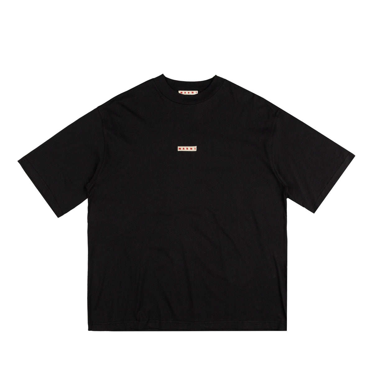 MARNI Tシャツ Black organic cotton T-shirt with Marni patch | Marni