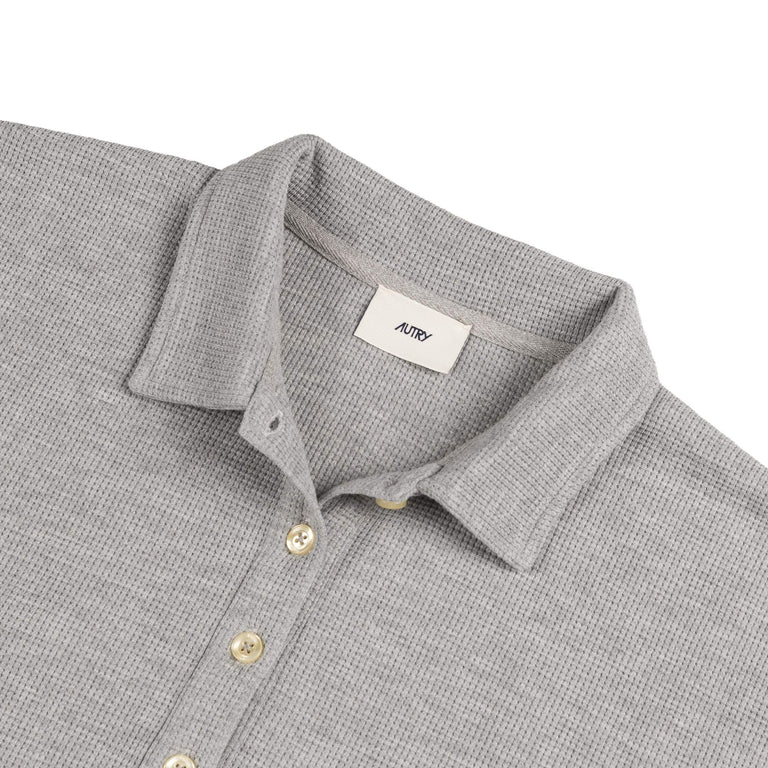 Autry Tonal Logo Waffle Long-Sleeve Polo