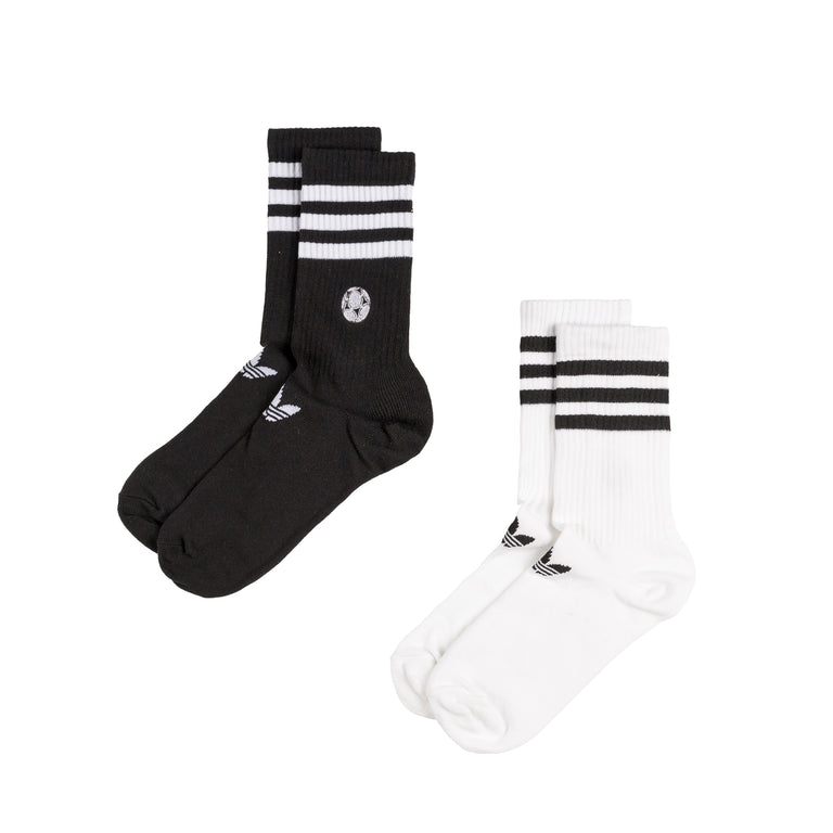 Adidas Embroidered Football Crew Socks 2 Pairs - XL / White / Black