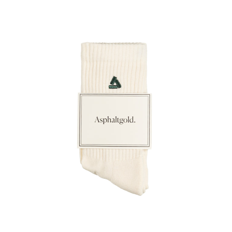 Asphaltgold 2-Pack Crew Socks (Off White / Dark Green)