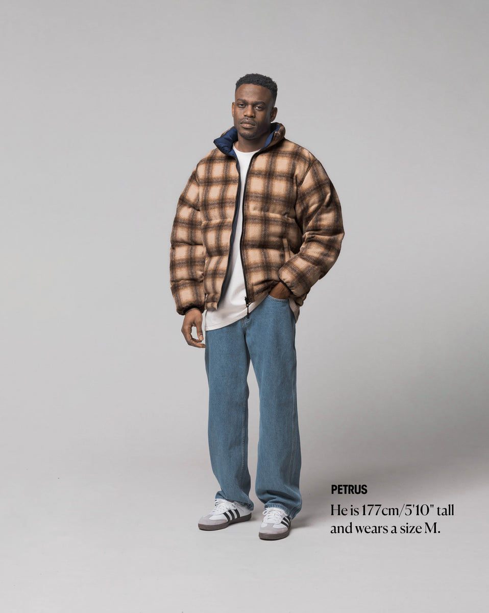 Tartan puffer coat on sale