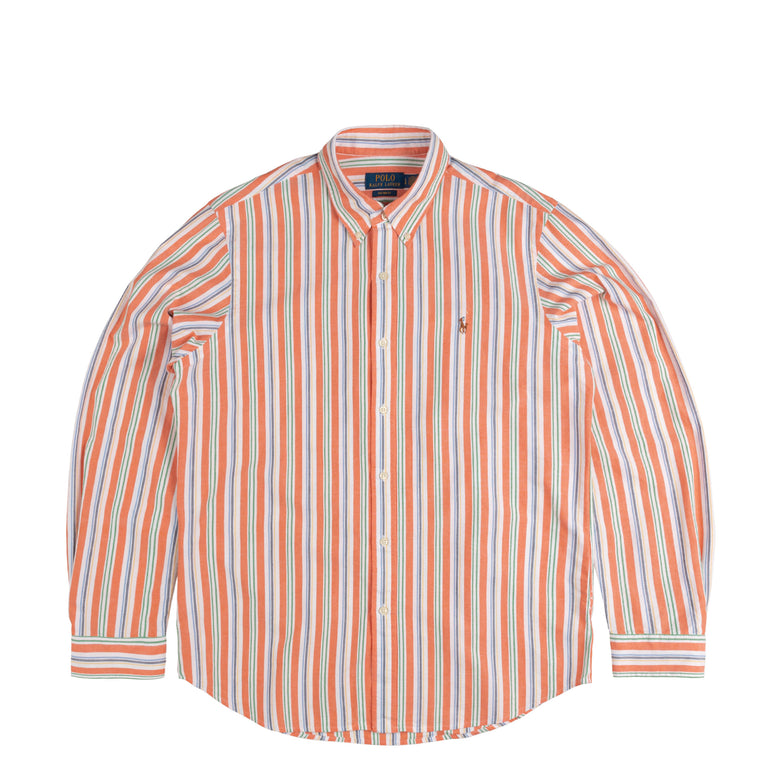 Polo Ralph Lauren Custom Fit Striped Oxford Shirt - XL / Orange / White Multi