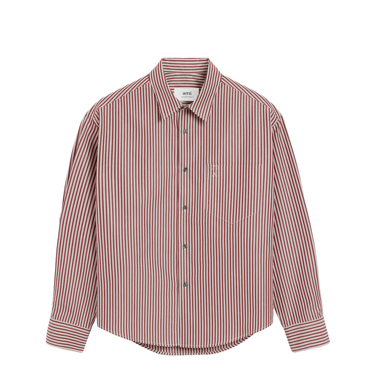 AMI Paris Embossed Ami De Coeur Boxy Shirt - XL / Cherry