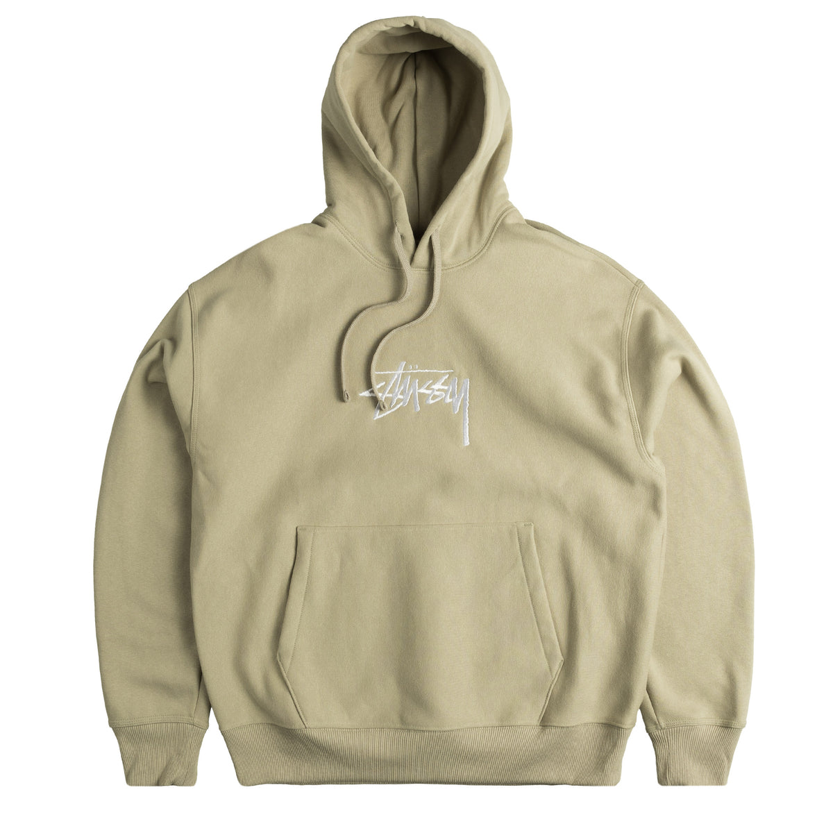 Stussy STOCK LOGO APPLIQUE HOODIE, Khaki - Beamhill