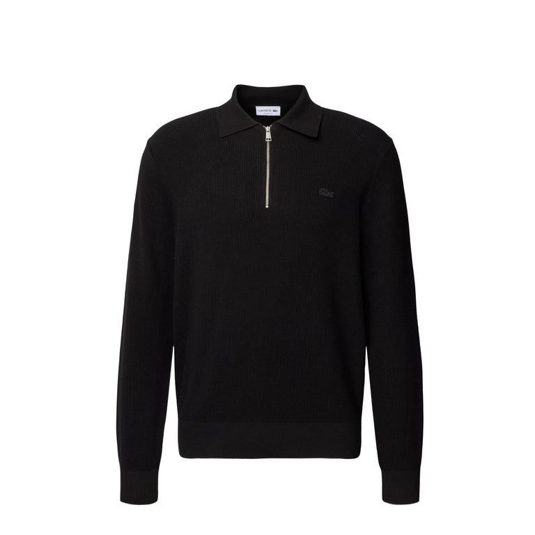 Lacoste Half-Zip Polo Collar Sweater - XXL / Black