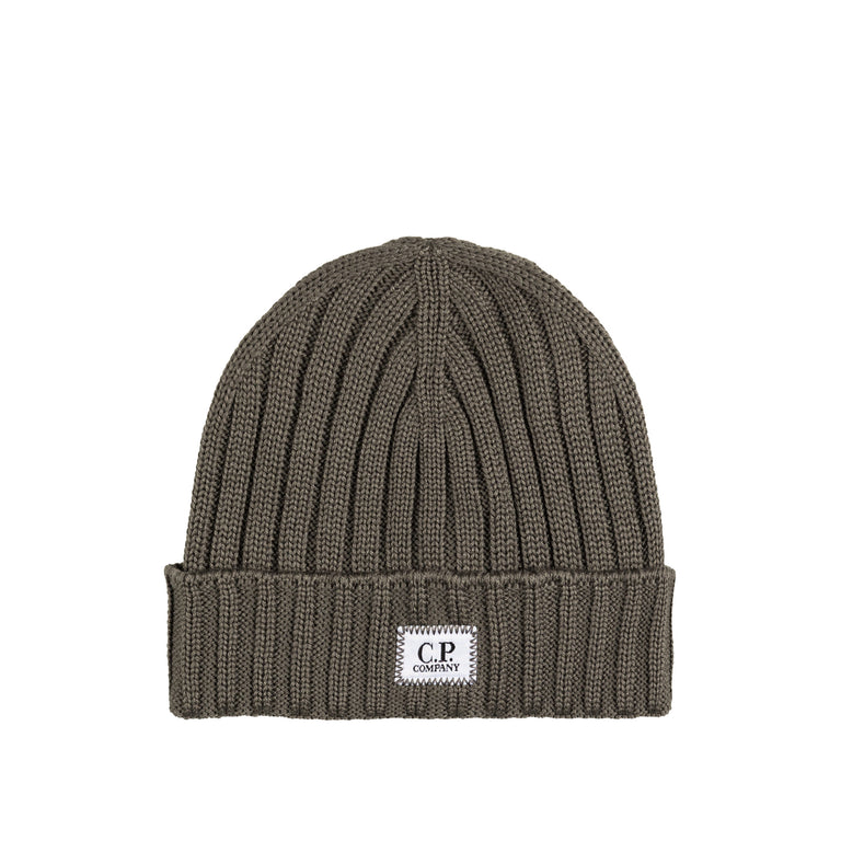C.P. Company Extra Fine Merino Wool Knit Logo Beanie