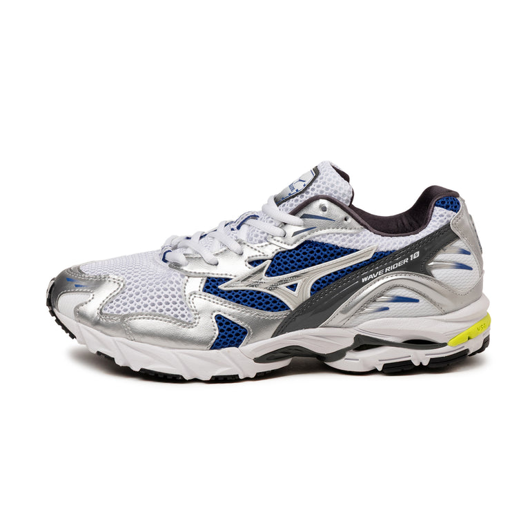 Mizuno Wave Rider 10 Sport - 45 / White / Silver / Surf the Web