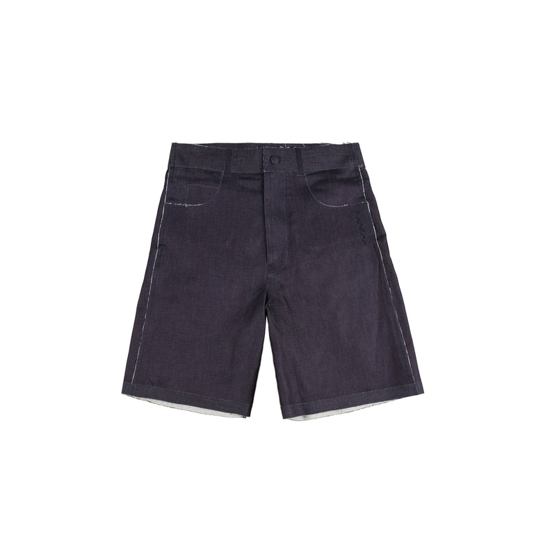 Marni Deep Blue Stretch Denim Trompe L'oeil Bermuda-Short
