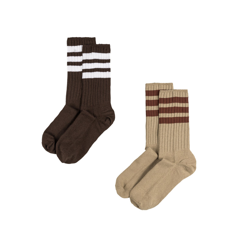 Adidas Ribbed Crew Socks 2 Pairs - XL / Trace Khaki / Dark Brown