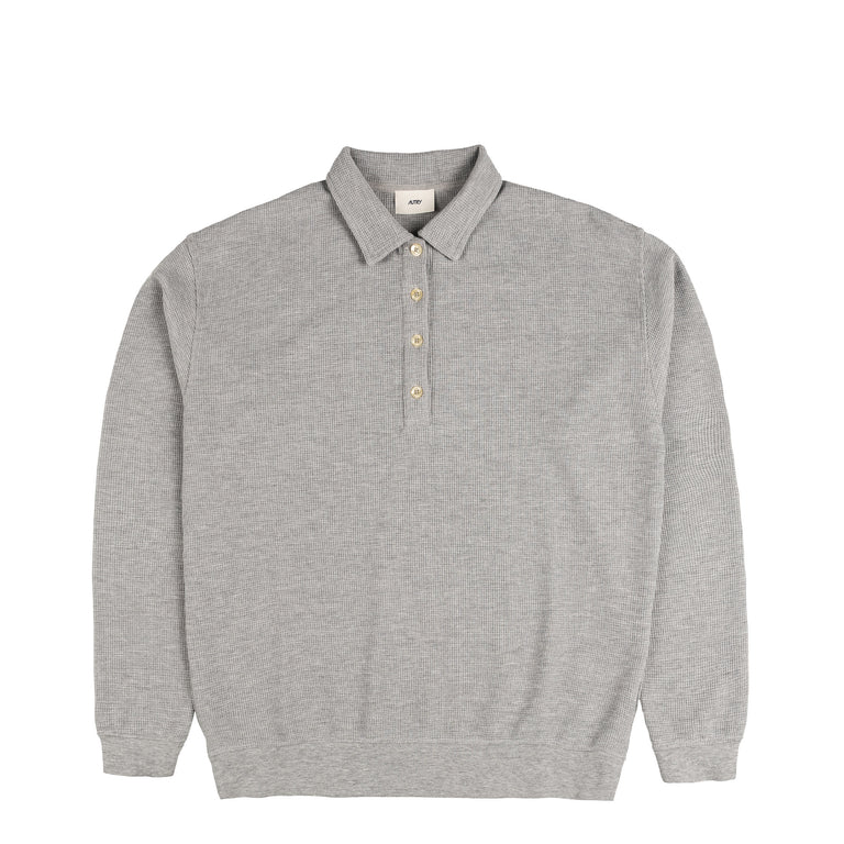 Autry Tonal Logo Waffle Long-Sleeve Polo