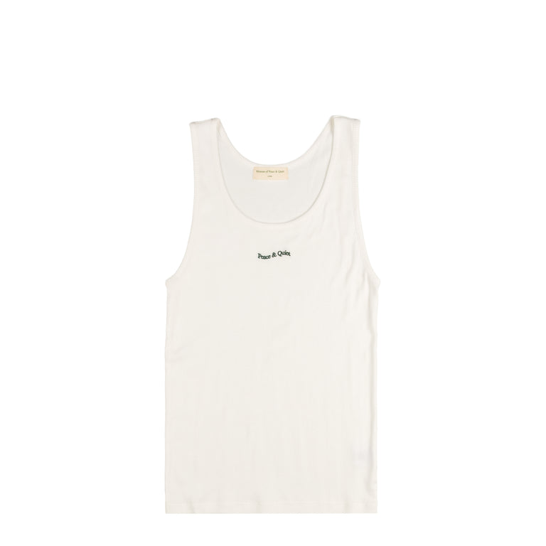 Museum of Peace & Quiet Wordmark Ribbed Tank Top - M / White