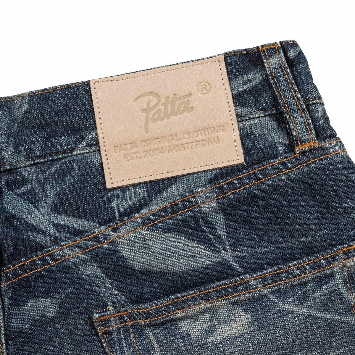 Patta Leaves Laser Printed Denim Jeans Apparel » Buy online now!