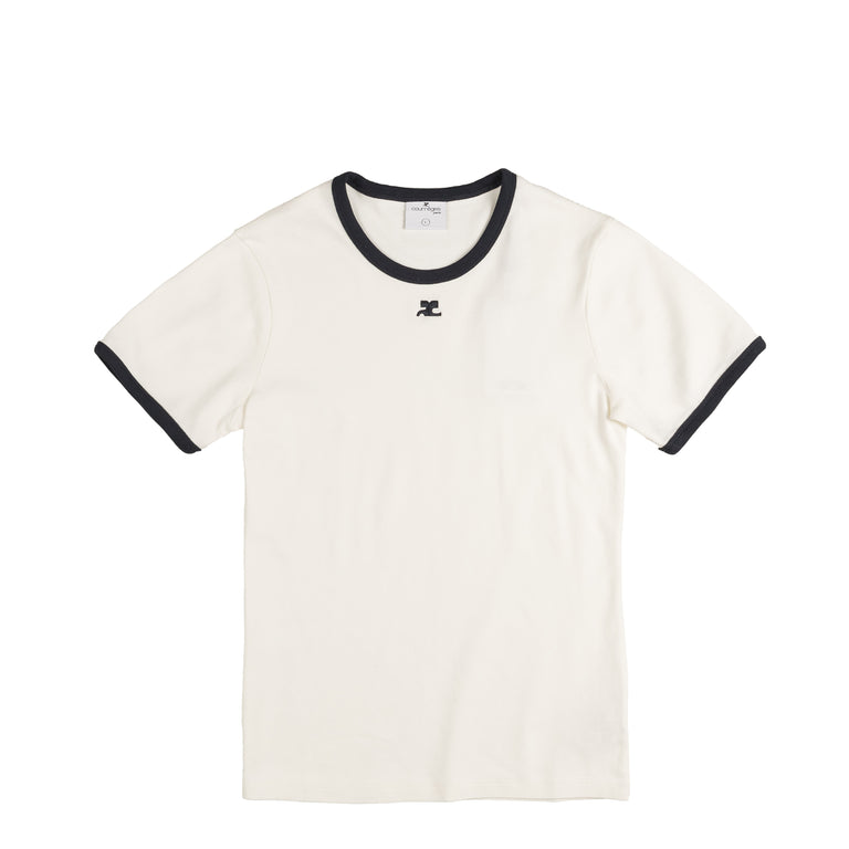 Courreges Signature Contrast T-Shirt - XS / Heritage White / Navy