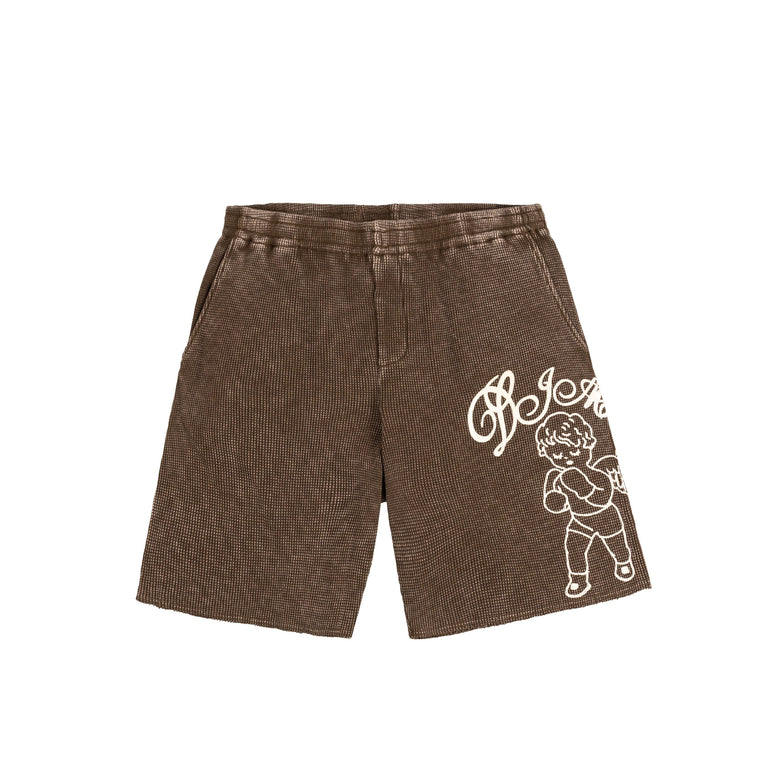 Dime Fighter Waffle Shorts - S / Brown Washed
