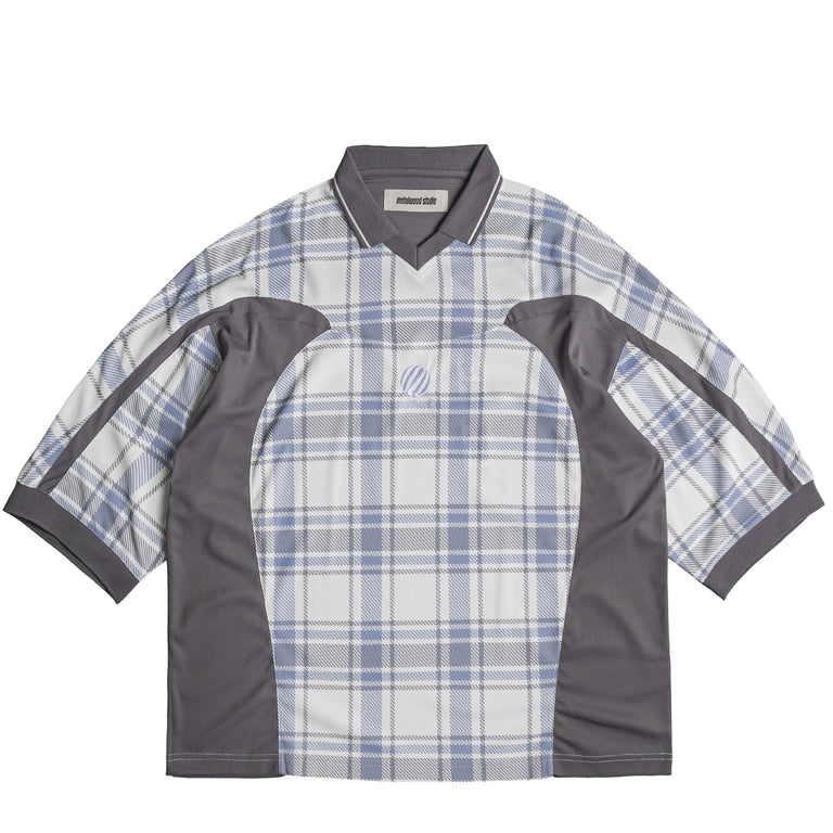 Metalwood Paneled 3/4 Sleeve Polo - L / Ice