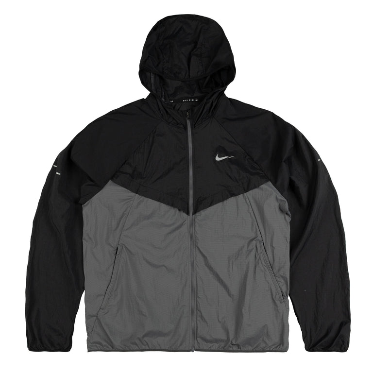 Nike Stride Repel UV Running Jacket - XL / Black / Iron Grey / Reflective Silver