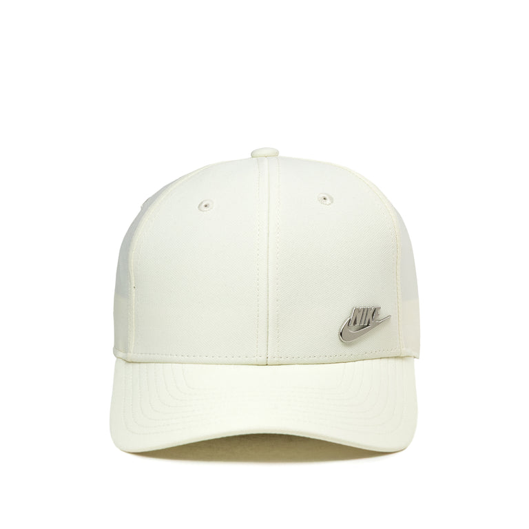 Nike Dri-Fit Club Structured Metal Logo Cap - M/L / Coconut Milk / Metallic Silver