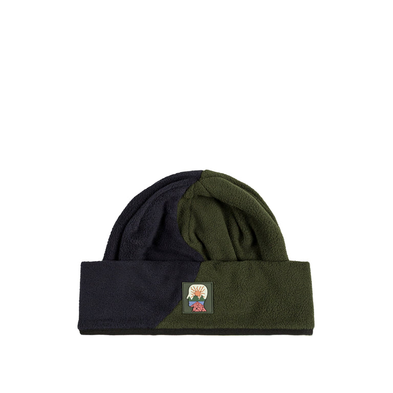 Brain Dead Organic Panel Polar Fleece Beanie - S/M / Navy / Olive