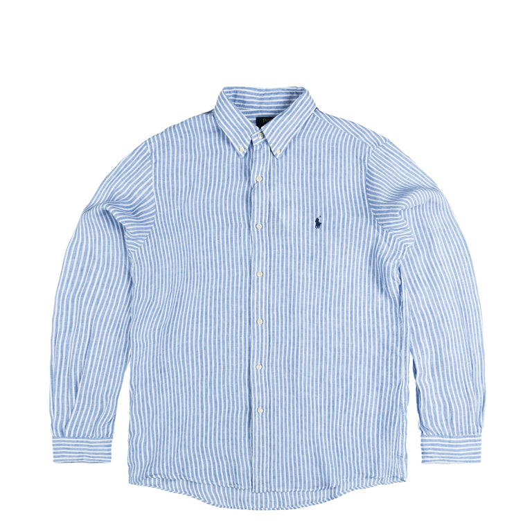 Polo Ralph Lauren Custom Fit Striped Linen Shirt - XXL / Blue / White
