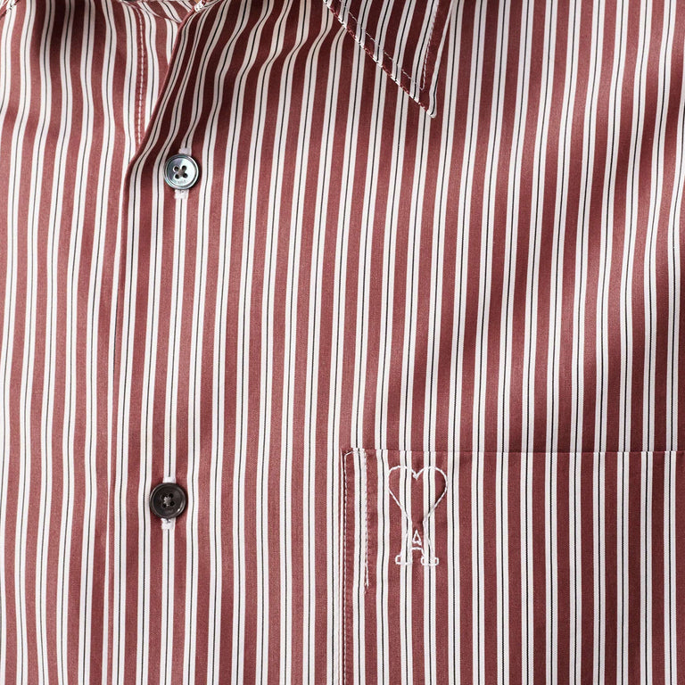 AMI Paris Embossed Ami De Coeur Boxy Shirt - XL / Cherry - 2