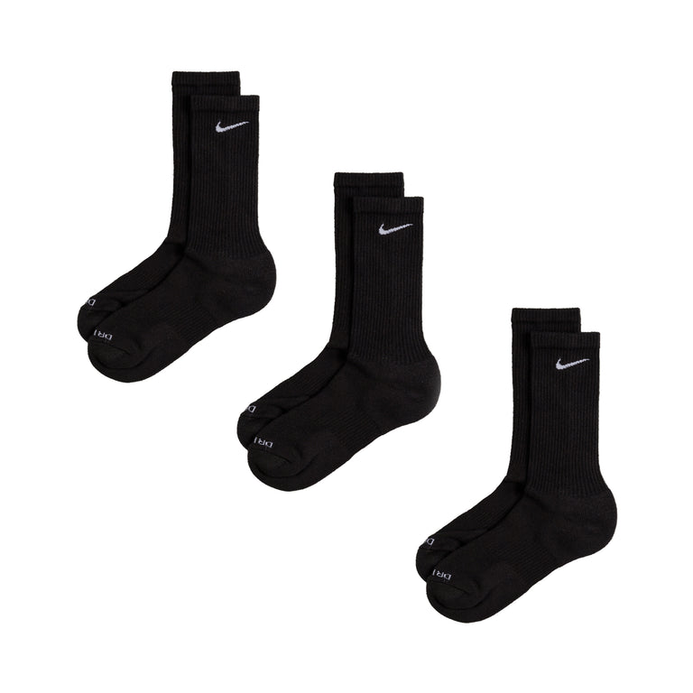 Nike Everyday Cushioned Crew Socks 3 Pack - S / Black / White