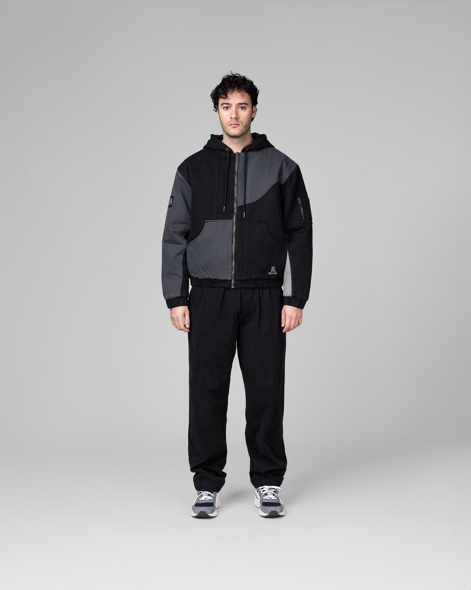 Dime Panel Denim Hooded Bomber