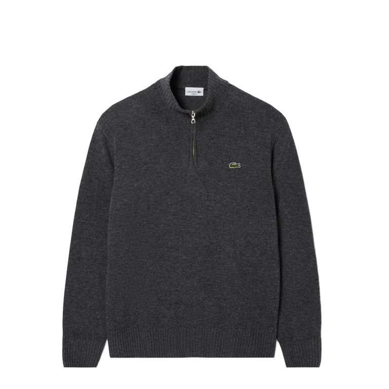 Lacoste High Collar Zip Sweater - XL / Grey