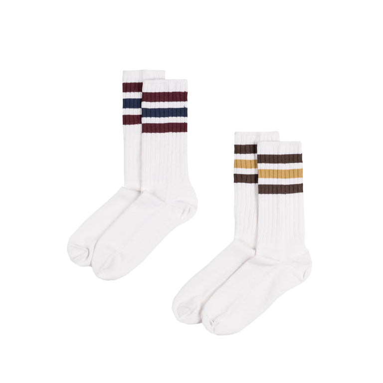 Adidas Ribbed Crew Socks 2 Pairs - XL / White / Maroon
