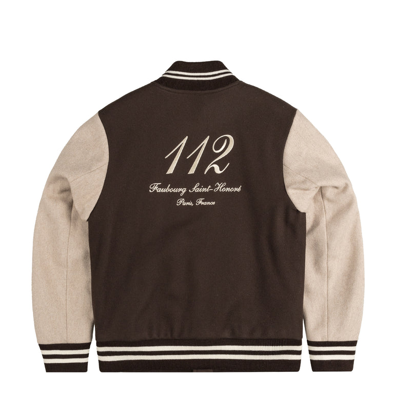 Sporty & Rich Faubourg Wool Varsity Jacket - L / Chocolate Cream