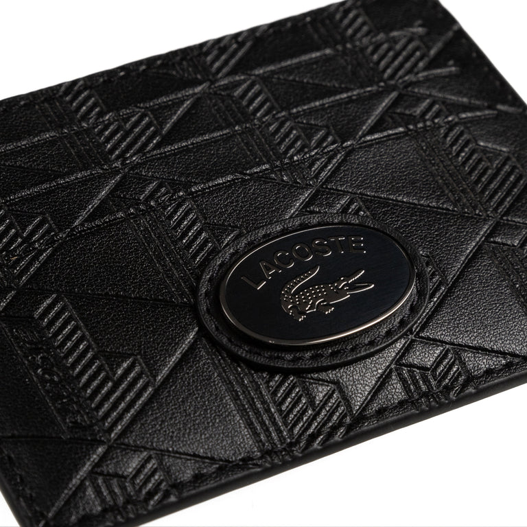 Lacoste Leather Monogram Print Card Holder