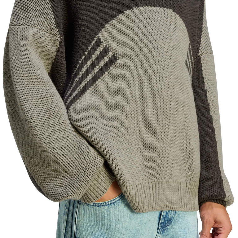 Adidas Munich 93 Chunky Knit Crewneck Sweatshirt - L / Silver Pebble / Utility Black - 4

