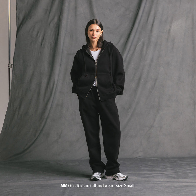 Asphaltgold Essential Zip Hoodie (Black) onfeet