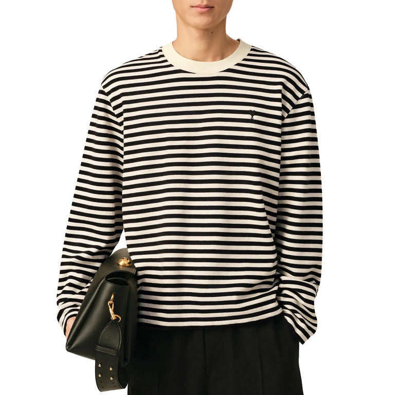 AMI Paris Ami De Coeur Striped Longsleeve - S / Noir / Ivoire - 2