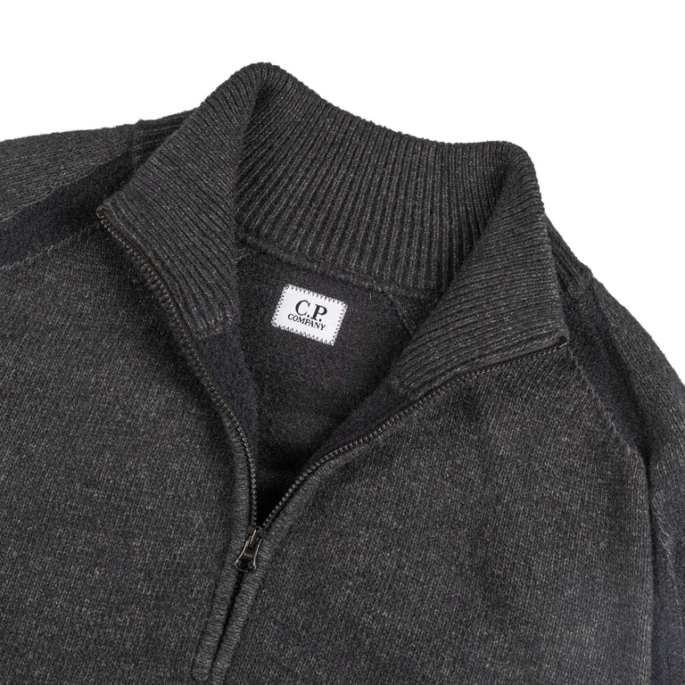 C.P. Company Knit Polo Half Zip Sweater (Dark Shadow)