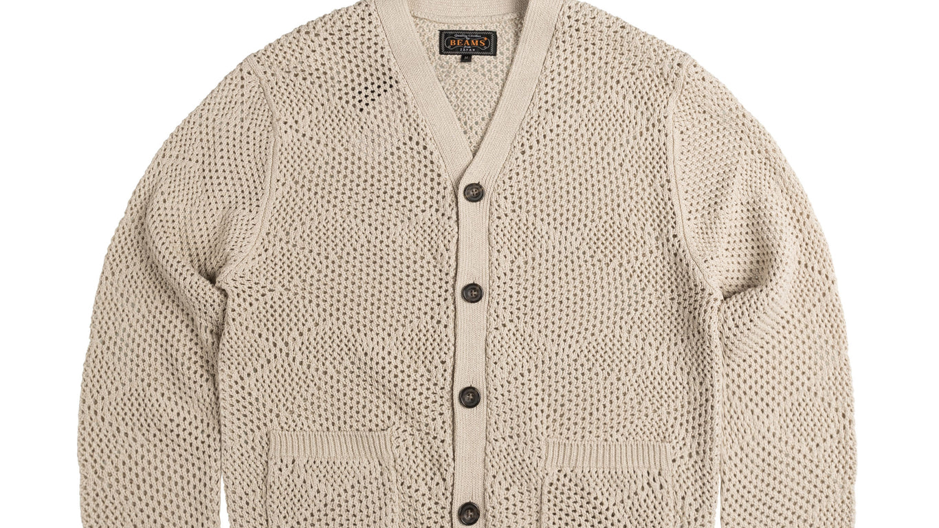 Beams Plus Cardigan Argyle Mesh