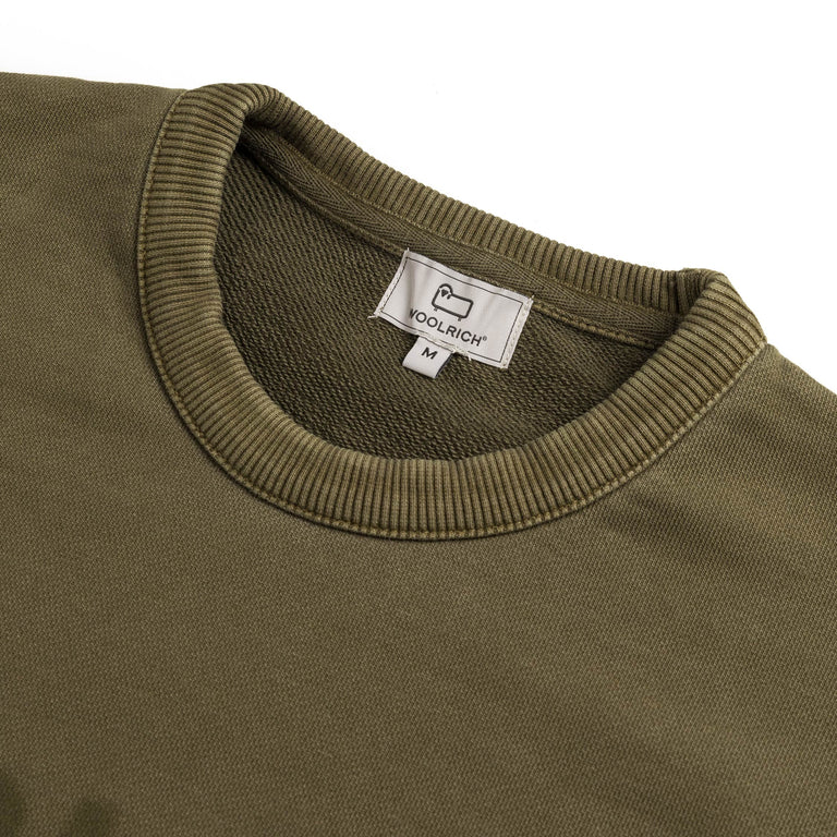 Woolrich Garment Dyed Logo Crewneck