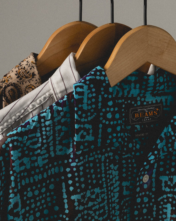 Beams Plus Open Collar Batik Print Shirt