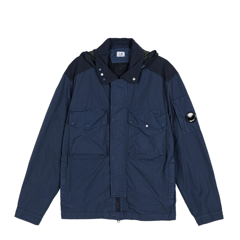 C.P. Company Flatt Nylon Mixed Goggle Overshirt - XL / Midnight Navy
