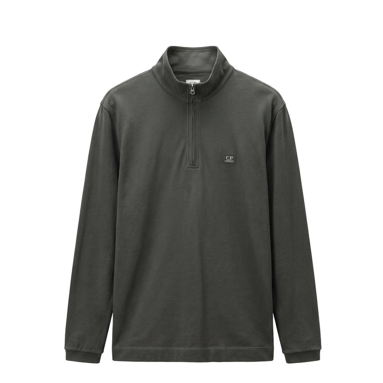 C.P. Company Stretch Piquet Long Sleeve Half Zip Polo - XXL / Raven - 1
