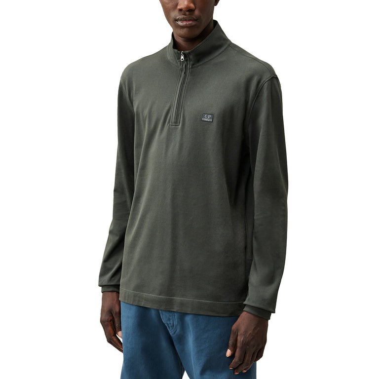 C.P. Company Stretch Piquet Long Sleeve Half Zip Polo - XXL / Raven - 2