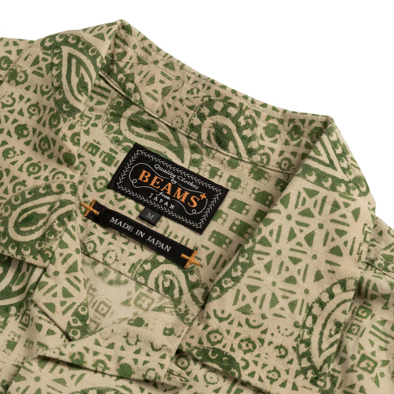 Beams Plus Open Collar Block Print Paisley