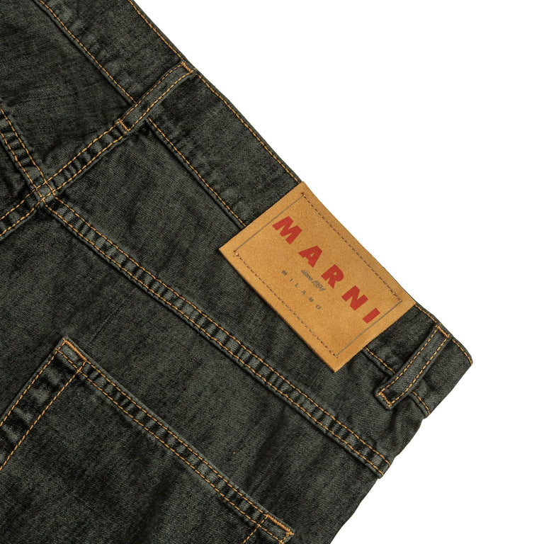 Marni Flocked Denim Wide-Leg Jeans