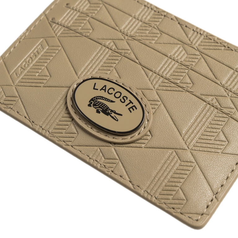 Lacoste Leather Monogram Print Card Holder