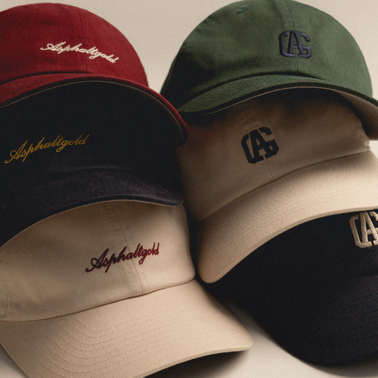 Asphaltgold Script Cotton Twill Cap onfeet
