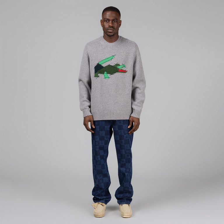 Lacoste Crocodile Motif Wool Crew Neck Sweater