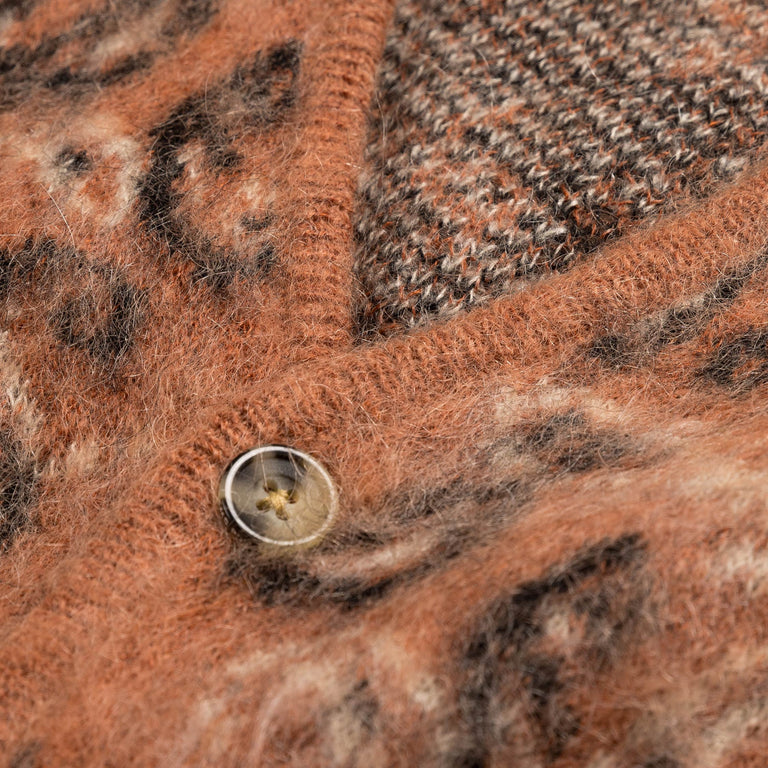 Beams Plus Cardigan Double Jacquard Paisley Pattern