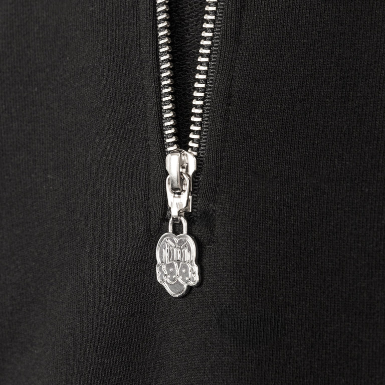 CHITO International Allover Finesse Embroidered 1/4 Zip Pullover Hoodie - L / Black - 4