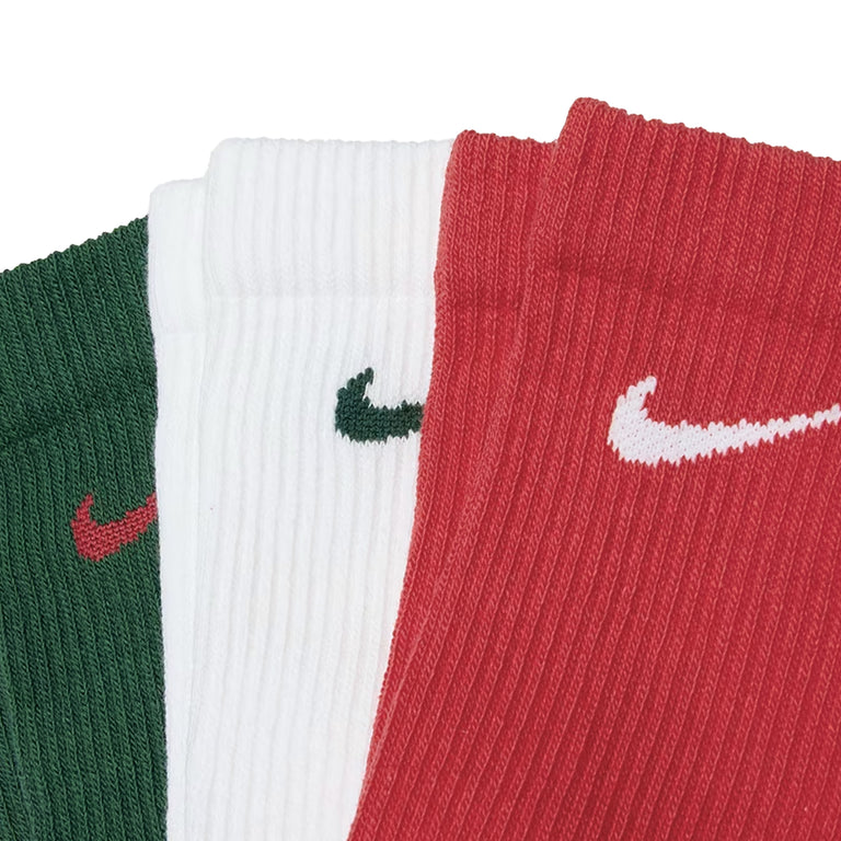 Nike	Everyday Elevated Crew Socks 3-Pack - XL / Green / White / Red - 2
