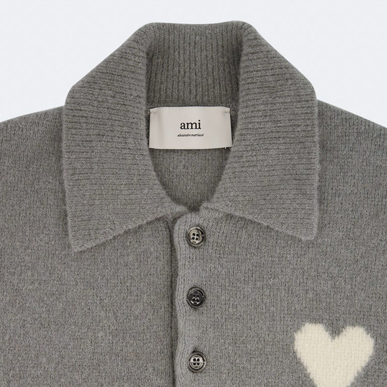 AMI Paris	Ami De Coeur Polo - XXL / Grey / Off White - 3
